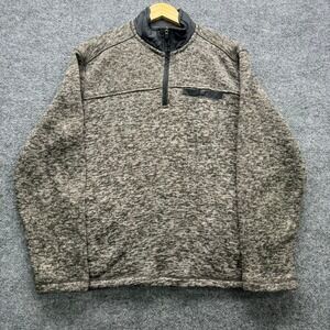 Eddie Bauer Quarter Zip Pullover Jacket Men's Size M Gray Sherpa Lined Knit